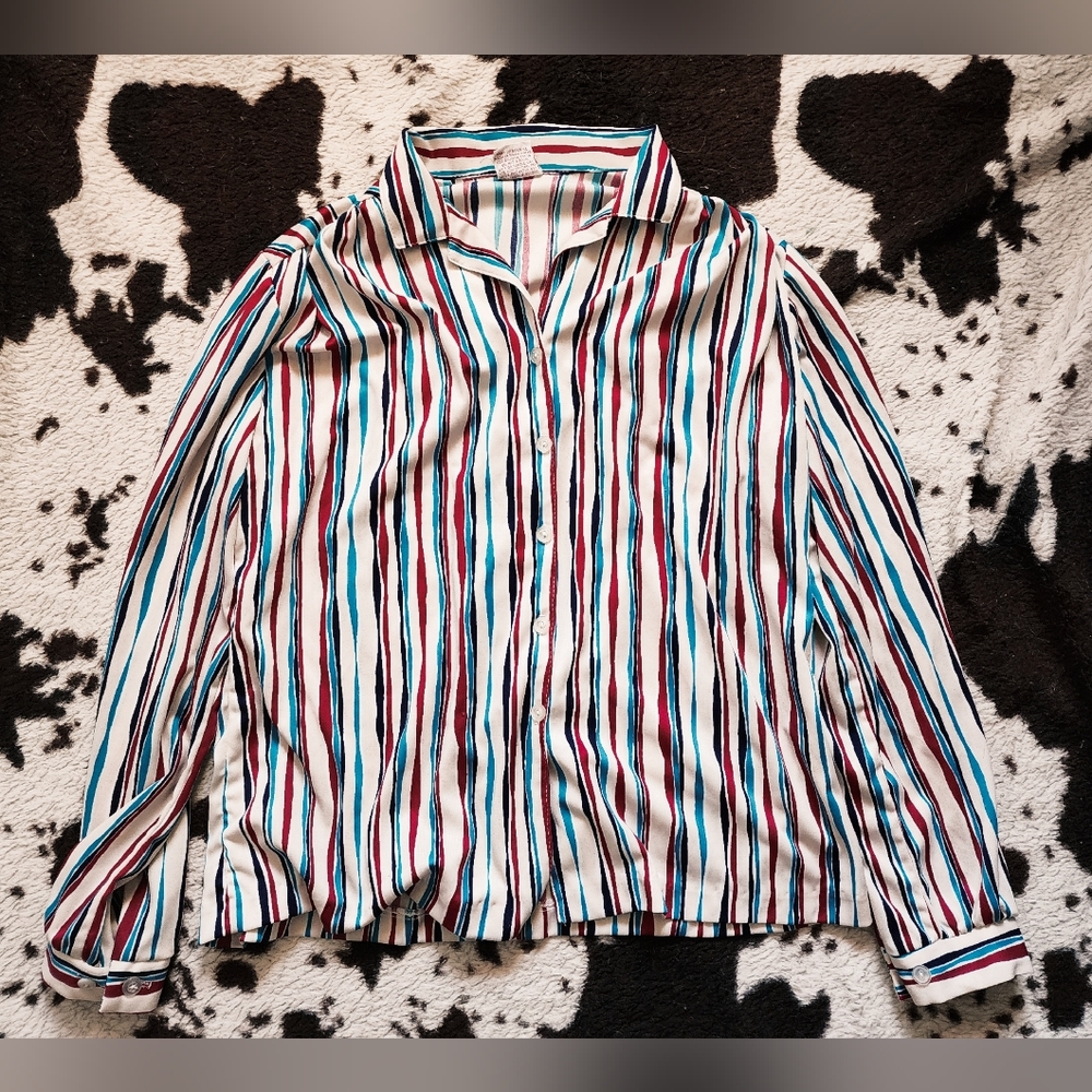 "GRAFF" WOMEN'S 80'S/90'S STRIPED BLOUSE - MULTI